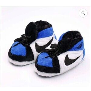 Air Jordan Nike Blue White Fluffy Slippers Men Sz. 36-44 Sz 10 Cozy Warm Sporty